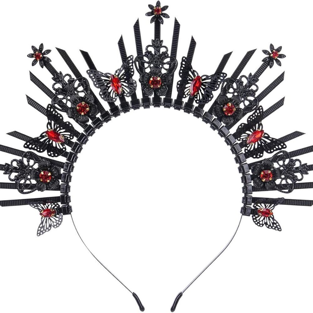 Sunburst Halo Crown Red Black Women's Costume Accessory Renaissance Halloween
